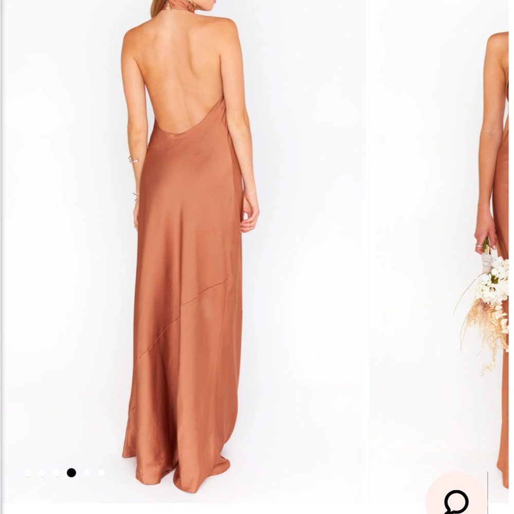 SMYM Jasmine Halter Maxi Dress in Copper Luxe Satin - Picture 4 of 11